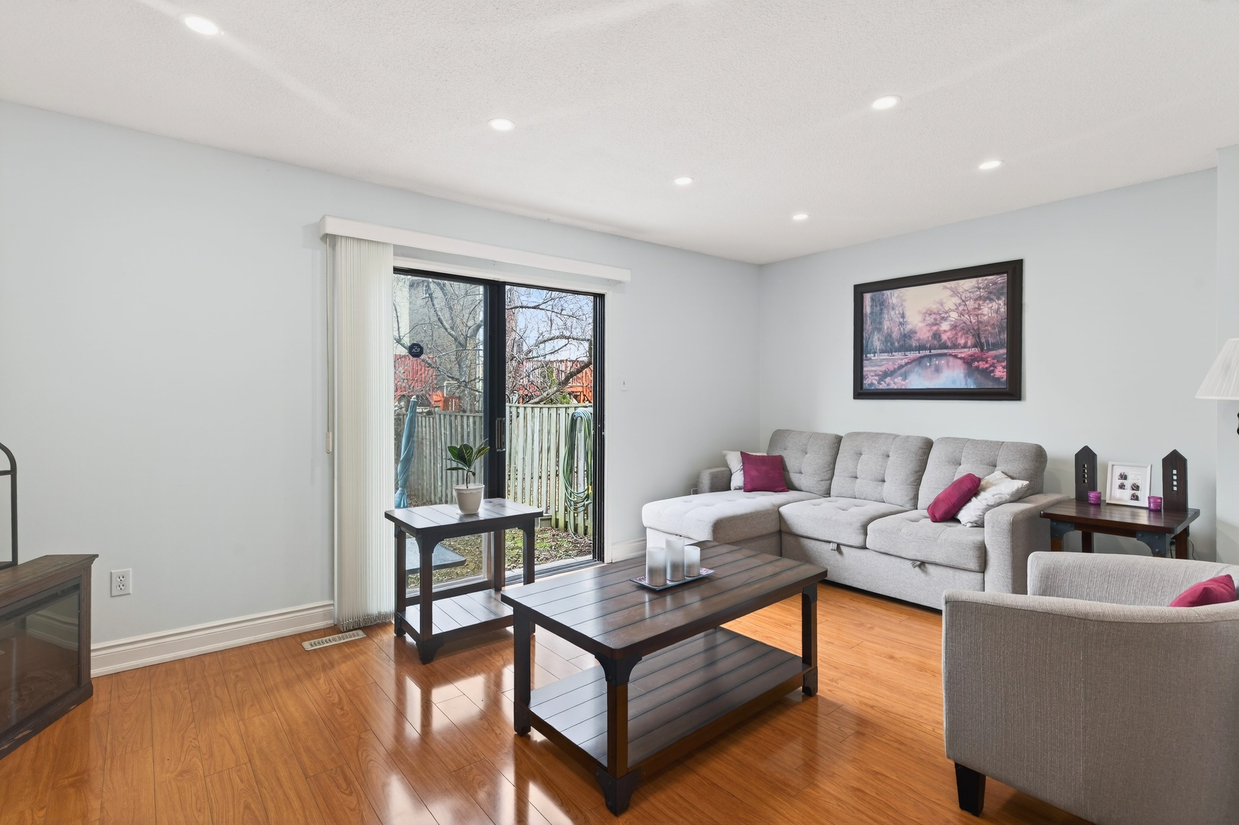 Living room with patio doors